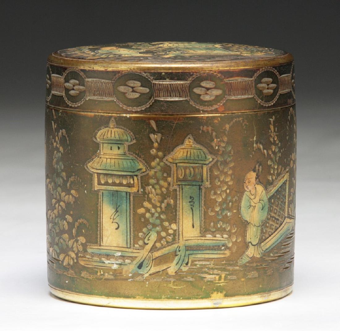 A CHINESE ANTIQUE BRONZE TRINKET BOX WITH COVER (1 of 5)