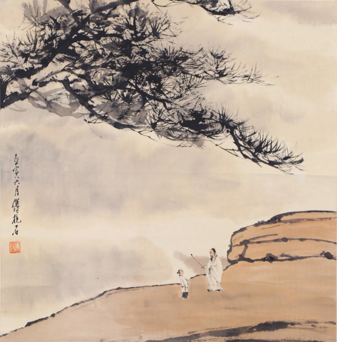 A CHINESE PAPER PAINTING HANGING SCROLL (1 of 4)