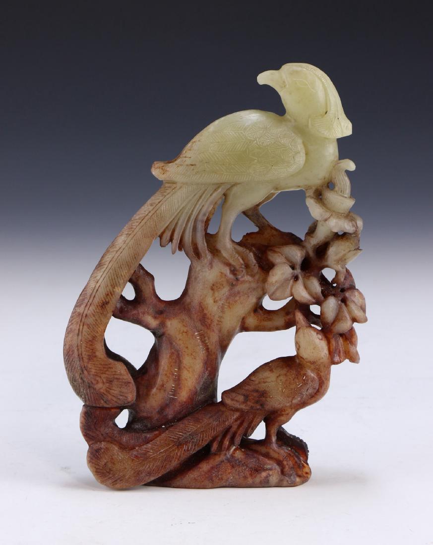 A CHINESE JADE CARVED BIRD GROUP (1 of 3)
