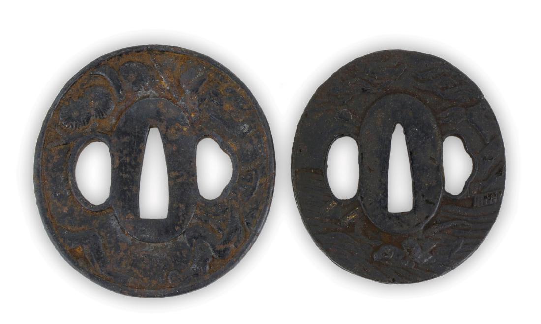 TWO (2) JAPANESE ANTIQUE BRONZE TSUBAS (1 of 2)