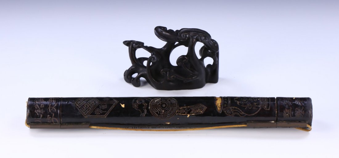 TWO (2) CHINESE MIXED WOOD CARVED ITEMS (1 of 7)