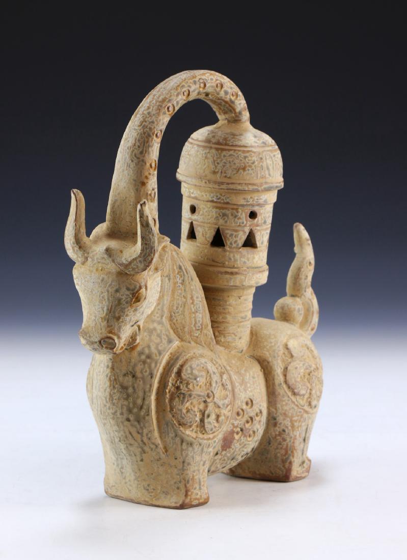 A CHINESE ANTIQUE POTTERY OX VESSEL (1 of 6)