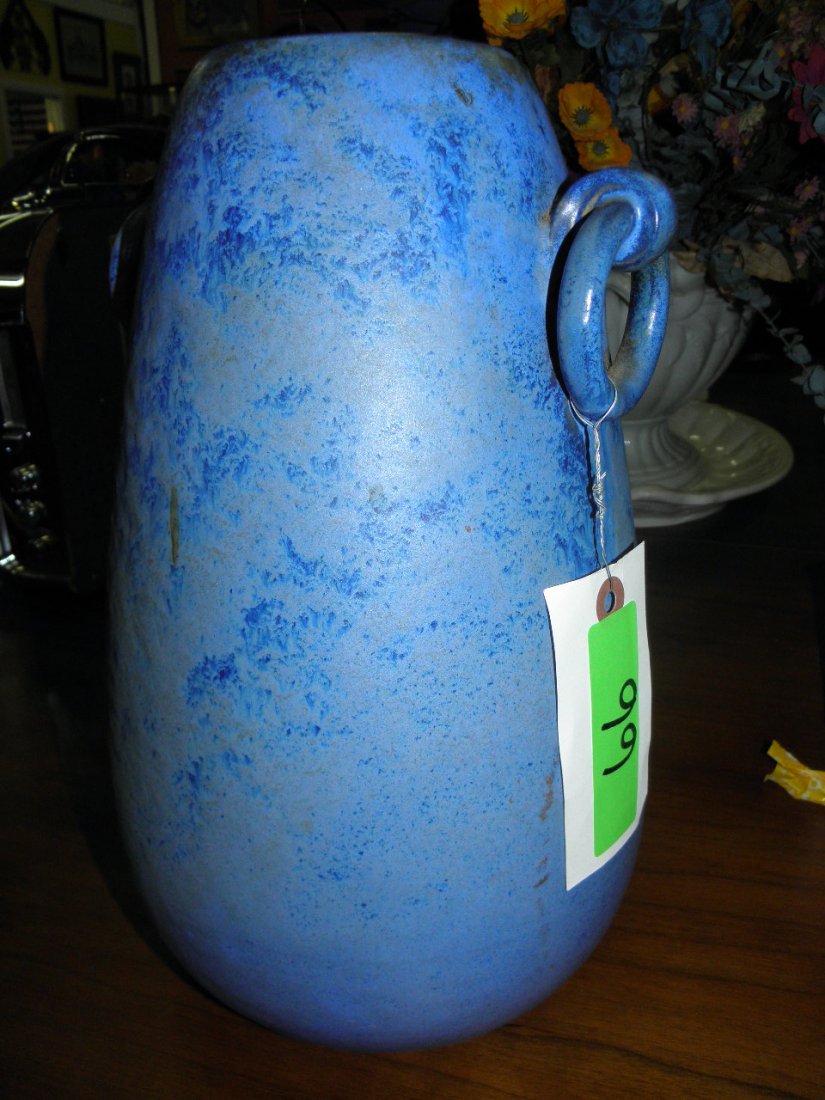 Blue Pottery Vase- Fulper: 13"h x 7.5"w