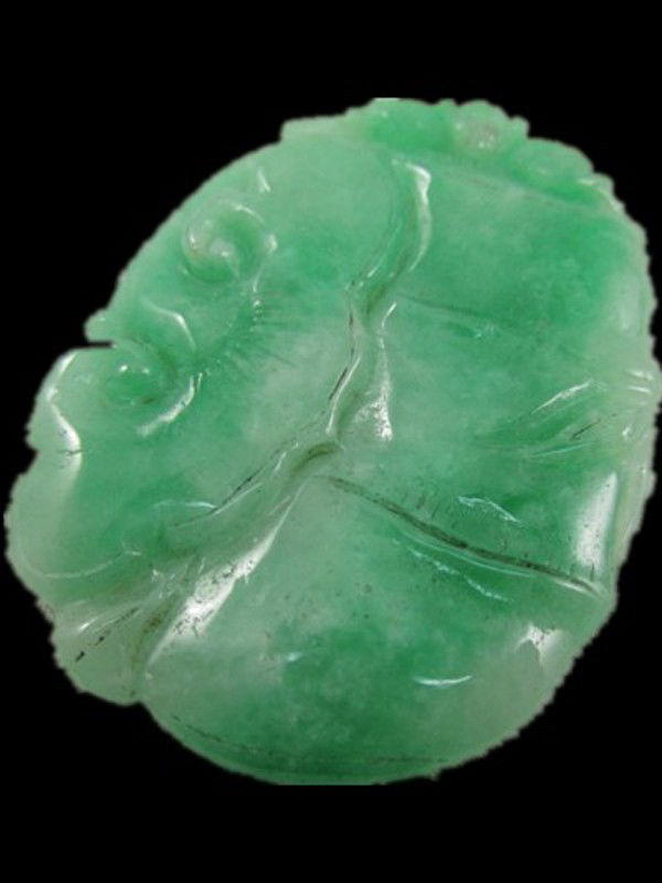 A Chinese Natural Jadeite Plaque ,Qing Dynasty: A Natural Jadeite Plaque ,Qing Dynasty , size: 5 x 3.6 CM