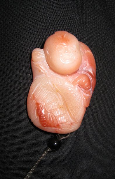 An Old Chinese Soapstone Tongzi Pendant: An Old Chinese Soapstone Tongzi Pendant, Furong Stone ,size : 4.5 X 3.5 X 2 CM