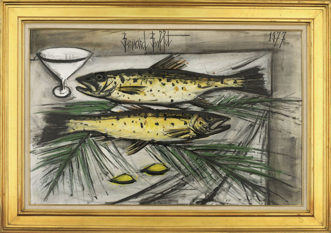 Bernard BUFFET: Deux Truites Jaunes1977Oil on canvas64 x 98 cm
