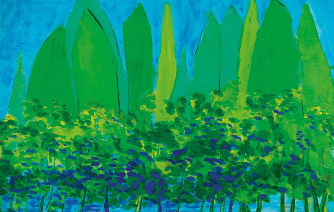 Walasse Ting: Guillin, China c. mid-1990s Acrylic, ink and color on paper 126 X 197.5 cm