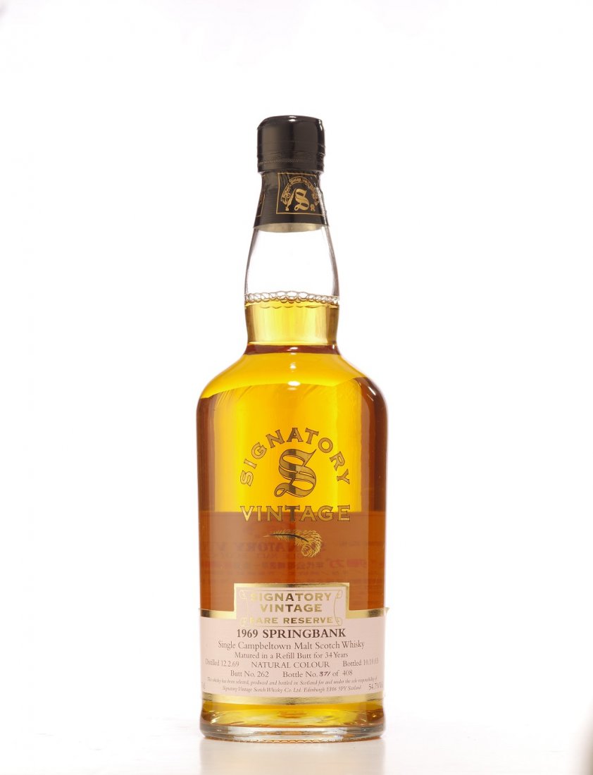 Springbank 1969 34 Years Old Signatory Vintage: Campelton, 12.02.1969 Distilled 10.10.2003 Bottled, 54.7% Limited 408 Bottles. Bot.#371. Butt#262. 1 70cl OGB All the photos shown are for reference only.