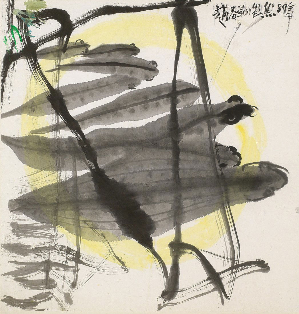CHAO Chung-hsiang: Fishes1989Ink and color on paper66.5x 69cmSigned upper right Chao Chung Hsiang and titled Fishes in Chinese and dated 89