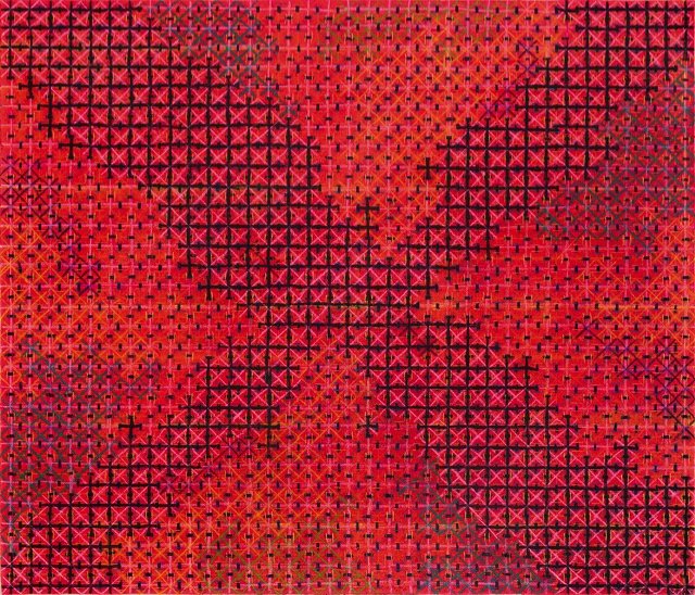 DING Yi: Appearance of Crosses 2008-252008Mixed media,Chalk charcoal and pencil on canvas140x 120 cmSigned lower right : Ding Yi inEnglish, dated 2008