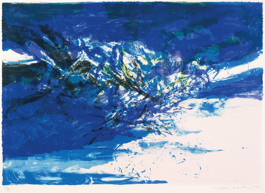ZAO Wou-ki: Untitled1998lithographs edition no. 12/9945.4 x 64.6 cmSigned lower right Wou-ki in Chinese and ZAO in French, dated 98 and number 12/99ILLUSTRATED :Zao Wou-ki, The Graphic Work 1995-2000, E