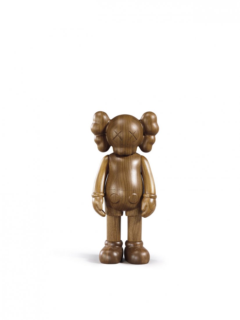 KAWS (Brian DONNELLY, American, b. 1974): Companion (Karimoku Version) 2011 Sculpture, wood, edition no. 75/100 12.4(L) x 7(W) x 27(H) cm Painted signature on the base of right foot KAWS, numbered 75/100 Painted trademark on the base of left 