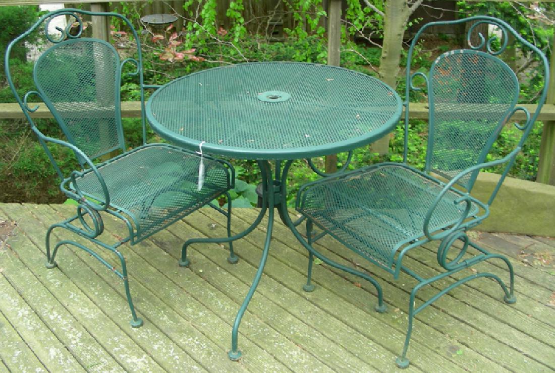 HEAVY THREE PIECE WROUGHT IRON PATIO SET (1 of 1)
