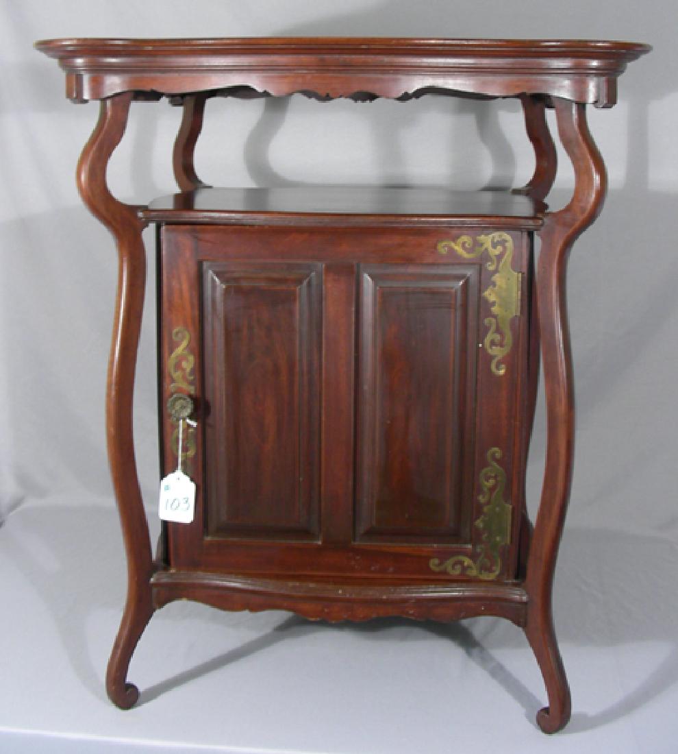 VERY UNUSUAL HAND CARVED WOOD AND BRASS MUSIC CABINET (1 of 2)