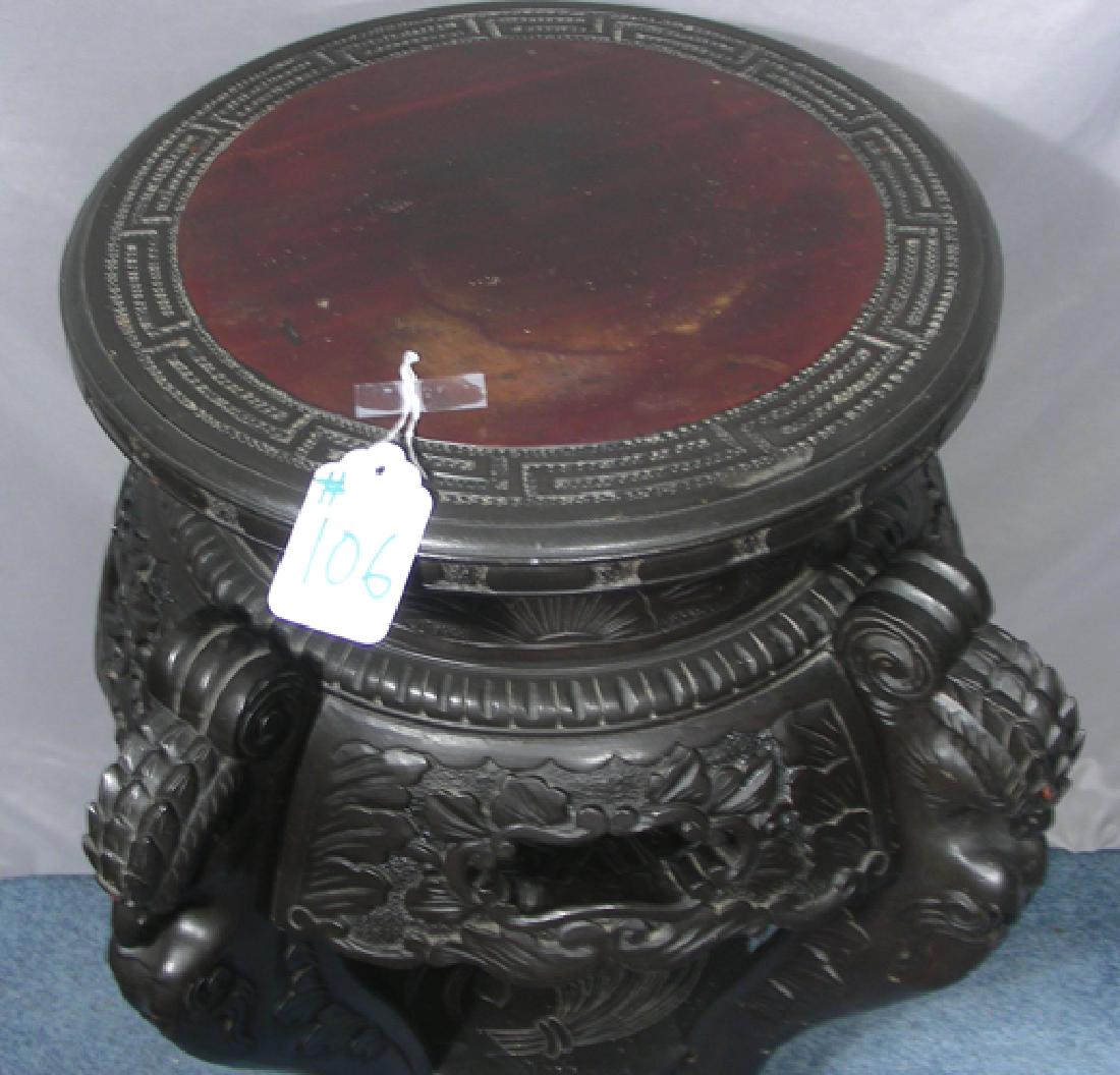 ANTIQUE CARVED WOODEN STAND WITH BIRD HEADS (1 of 3)