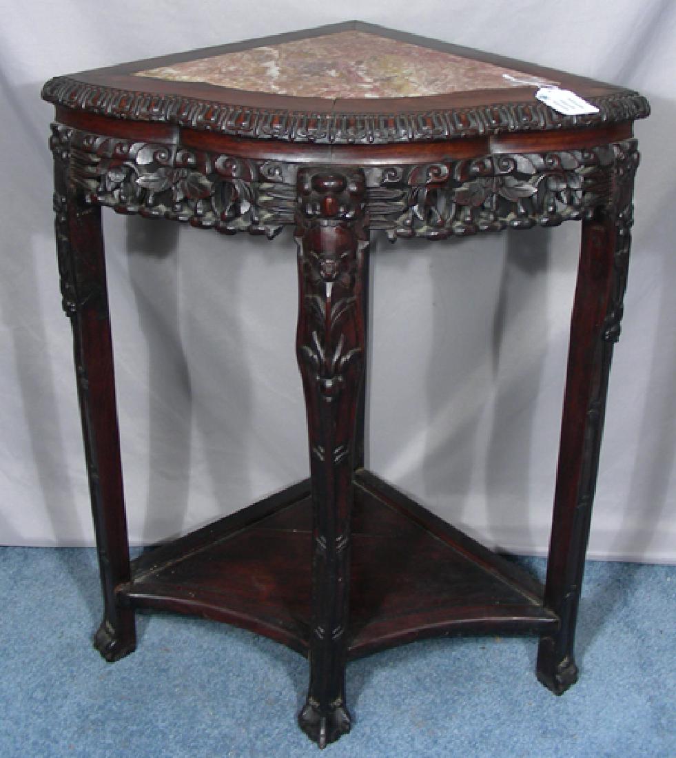 FINE ANTIQUE HAND CARVED CORNER TABLE (1 of 2)