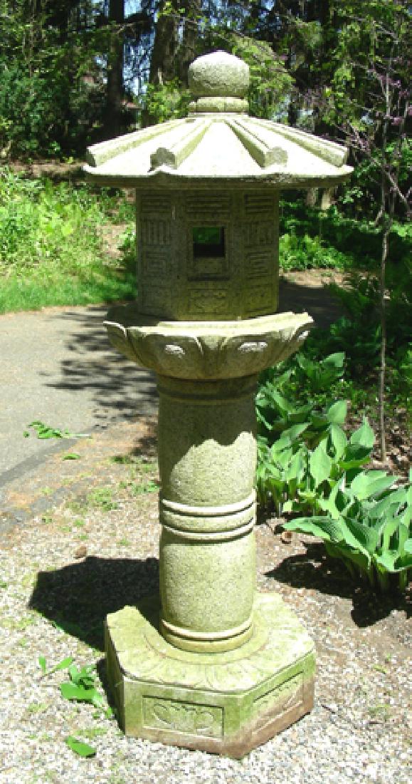 VINTAGE HAND CARVED TALL GRANITE PAGODA (1 of 2)
