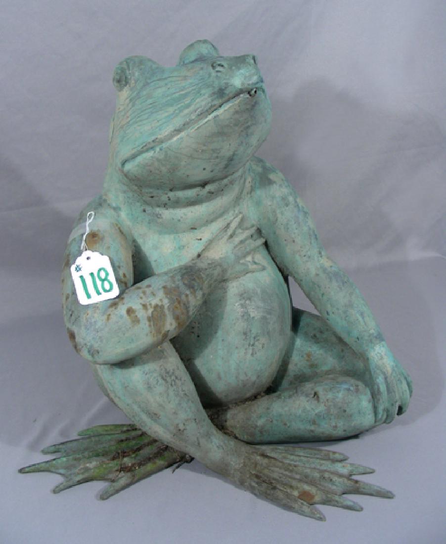HEAVY VINTAGE BRONZE SCULPTURE/FOUNTAIN - SEATED FROG (1 of 1)