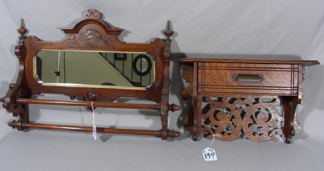 TWO ANTIQUE CARVED WALL SHELVES (1 of 1)