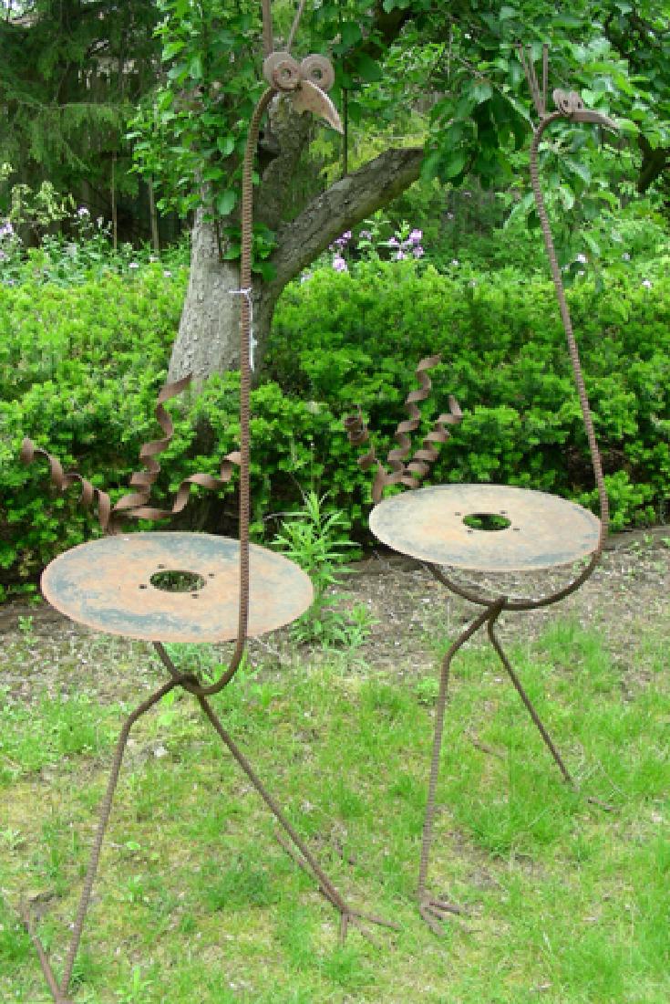 TWO HUMOROUS LIFE SIZE CUSTOM MADE IRON & METAL BIRD (1 of 2)