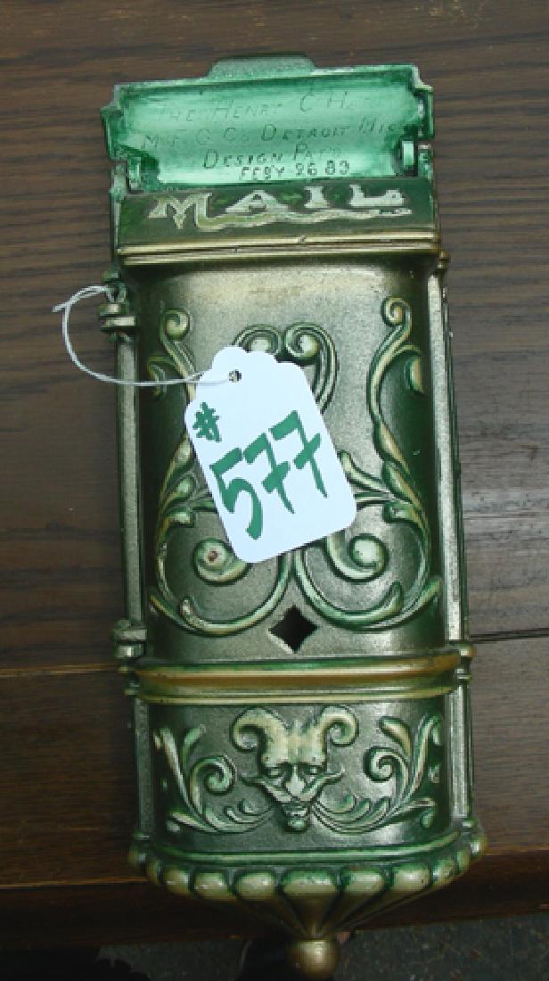 HAND PAINTED ANTIQUE CAST IRON MAILBOX (1 of 2)