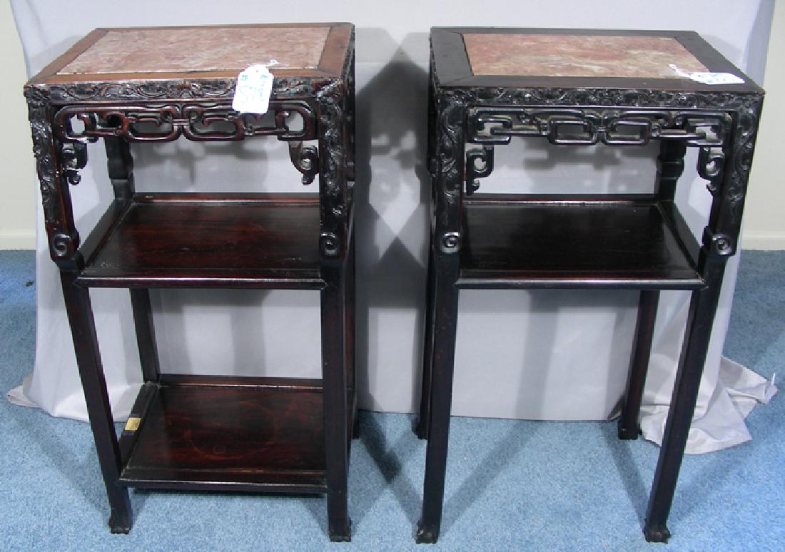 TWO ANTIQUE CHINESE CARVED TIERED PEDESTALS (1 of 1)