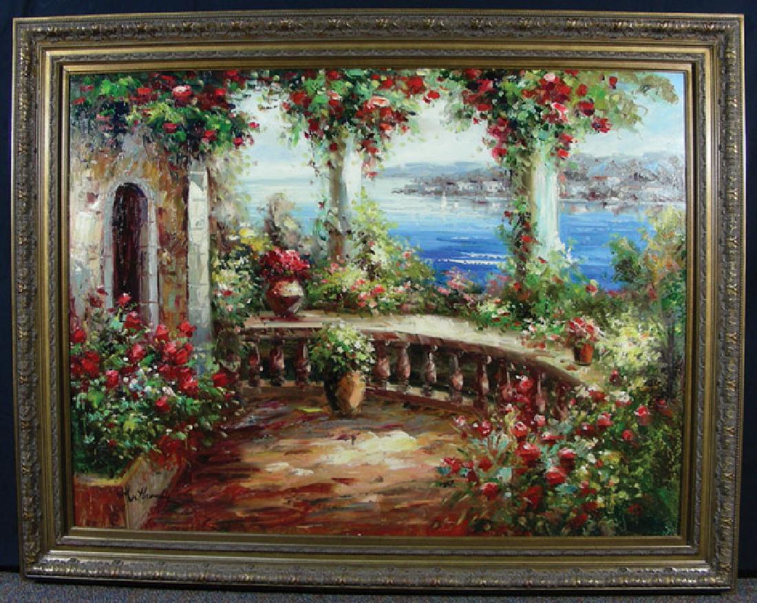 ORIGINAL OIL ON CANVAS:  TERRACE SCENE (1 of 1)