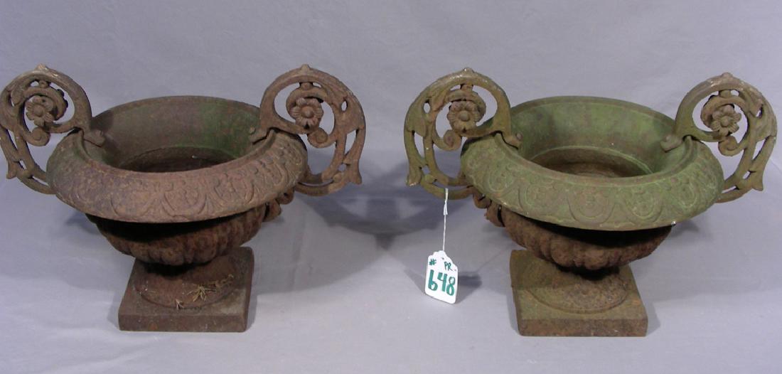 PAIR SMALL SCALE CAST IRON URNS (1 of 1)