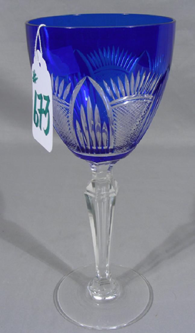 OVERSIZED EUROPEAN COBALT OVERLAY CUT CRYSTAL GOBLET (1 of 1)
