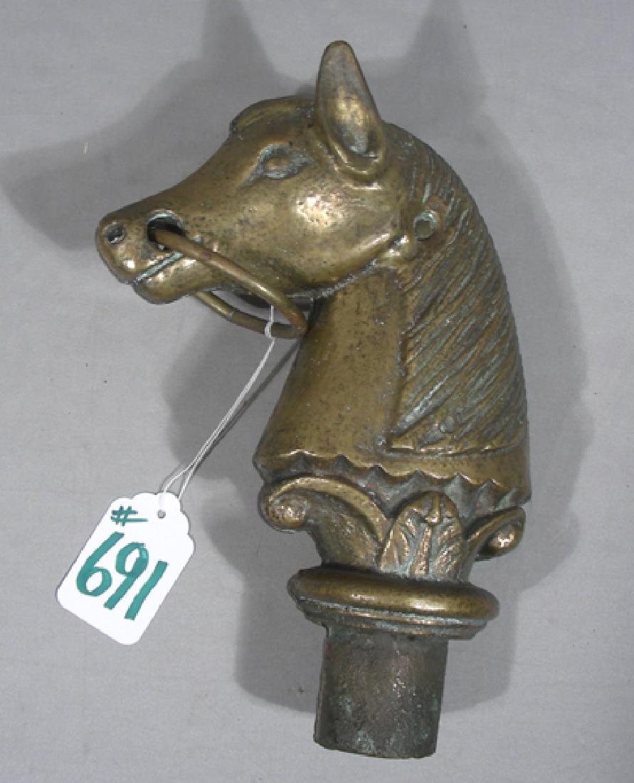VERY HEAVY SOLID BRASS VINTAGE HORSE HITCHING POST (1 of 1)