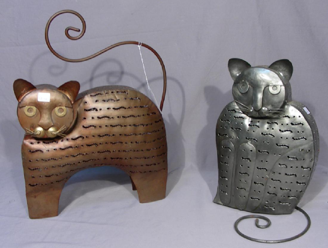 TWO METAL CAT LANTERNS (1 of 1)