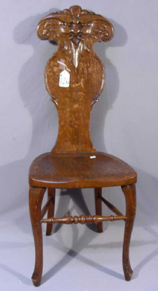 ANTIQUE HAND CARVED OAK HIGH BACK CHAIR - ANTIQUE HAND CARVED OAK HIGH BACK CHAIR