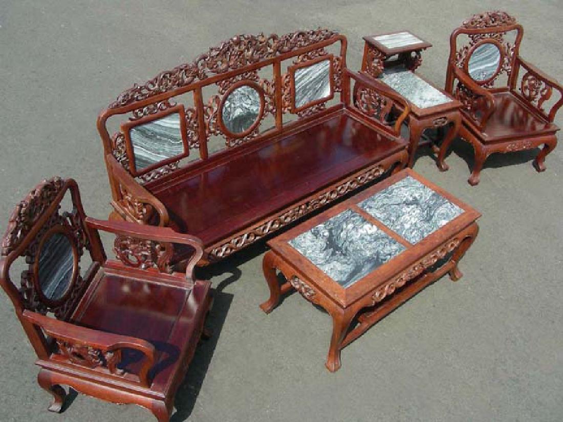 OUTSTANDING ANTIQUE CHINESE HAND CARVED ROSEWOOD AND (1 of 2)