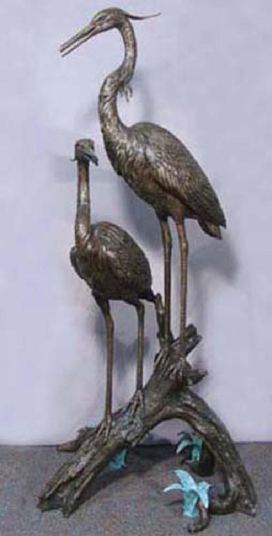 FABULOUS LARGE BRONZE SCULPTURE/ FOUNTAIN "TWO CRANES (1 of 1)