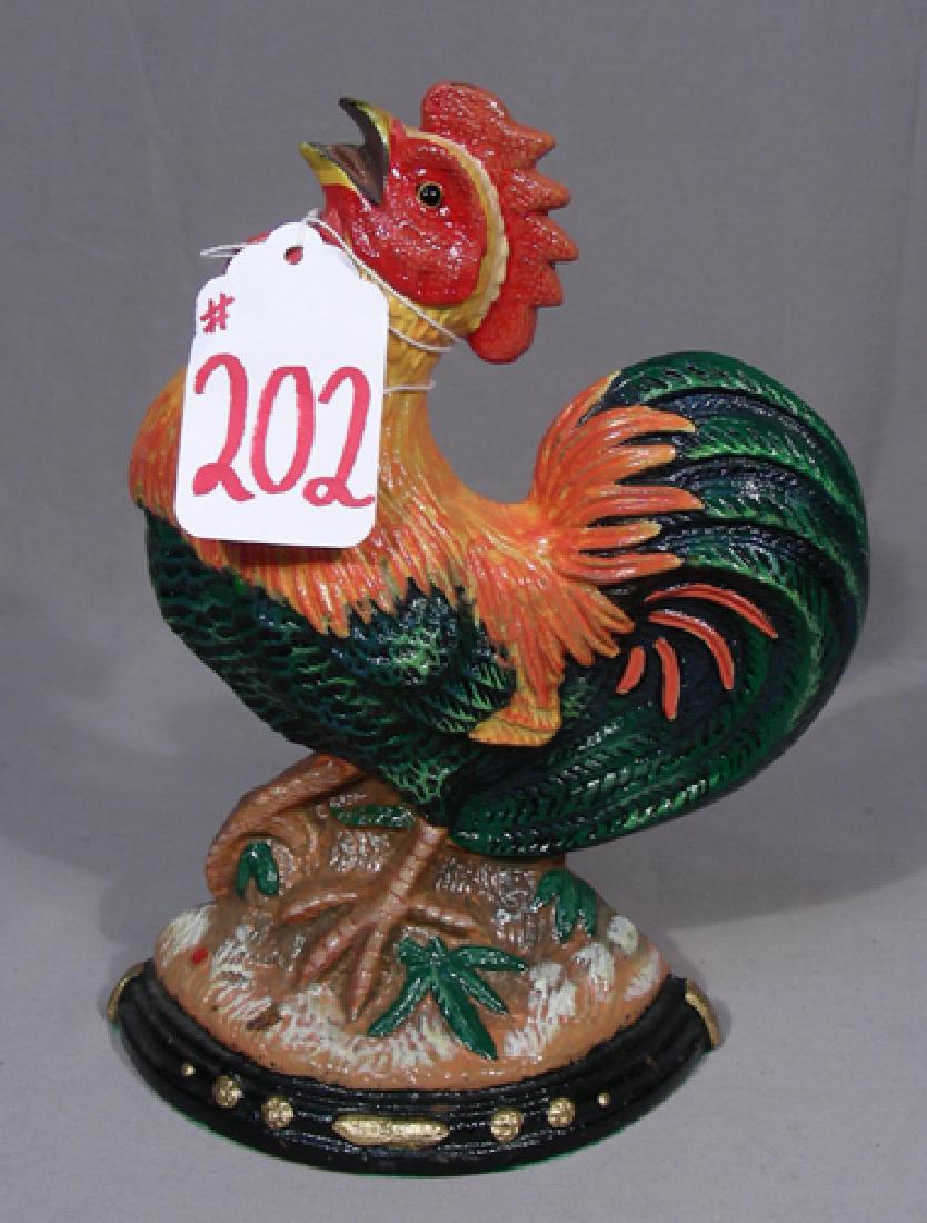 HEAVY HAND PAINTED CAST IRON ROOSTER DOOR STOP (1 of 1)