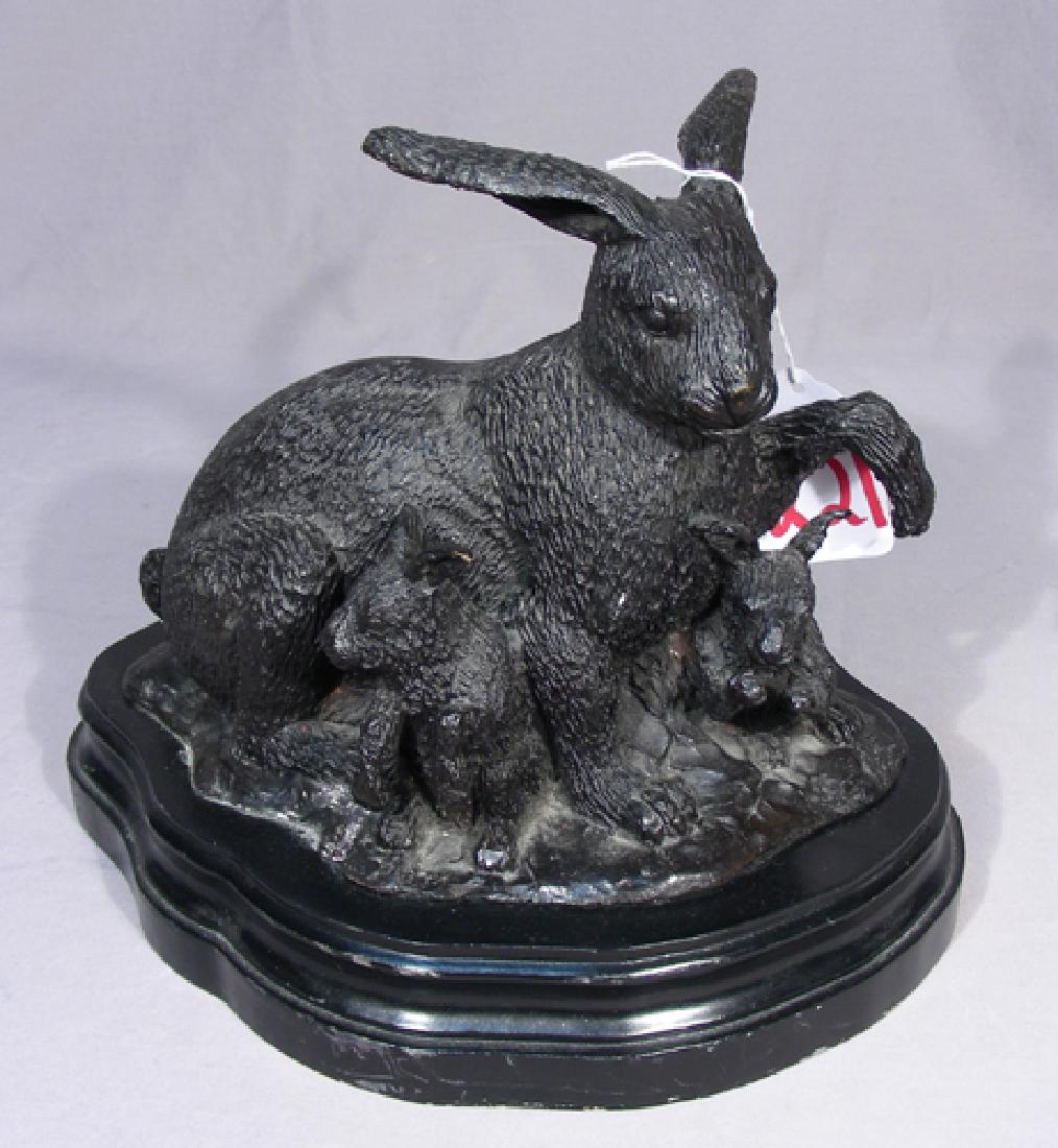 BRONZE SCULPTURE OF RABBIT FAMILY (1 of 1)