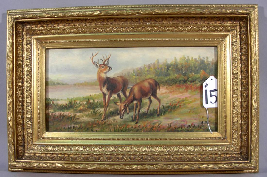 ORIGINAL OIL ON BOARD:  DEER (1 of 1)
