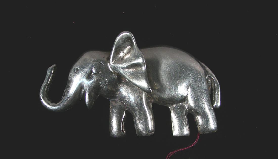 STERLING SILVER ELEPHANT BROOCH: Marked.