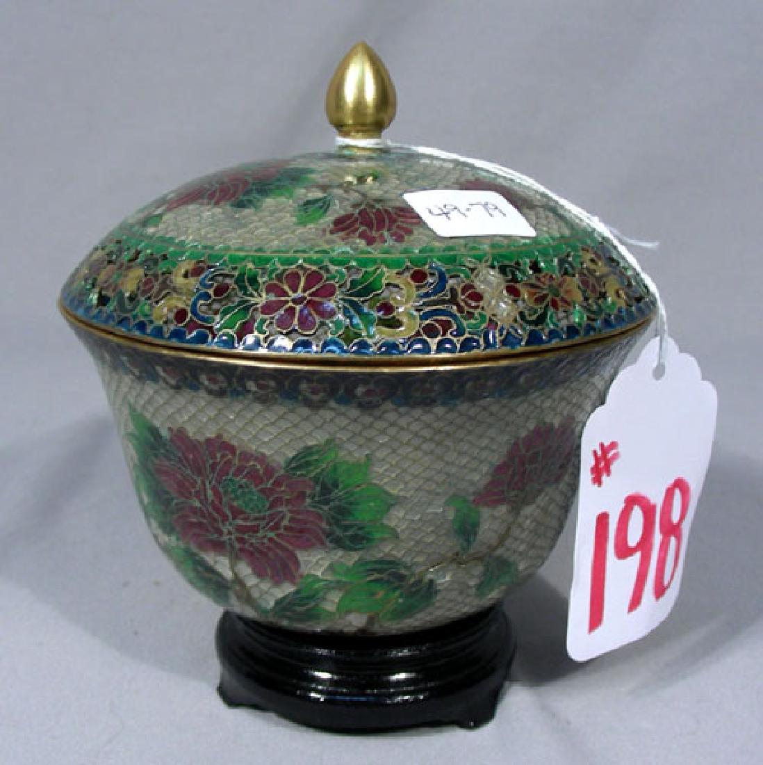 CHINESE PLIQUE A JOUR COVERED BOWL WITH STAND (1 of 1)
