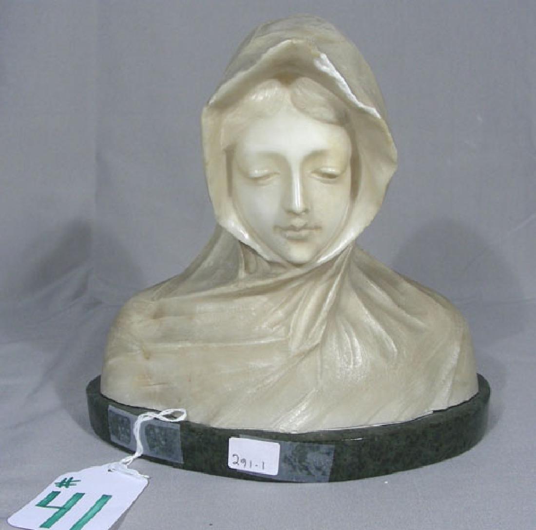 VINTAGE HAND CARVED ALABASTER BUST OF WOMAN (1 of 1)