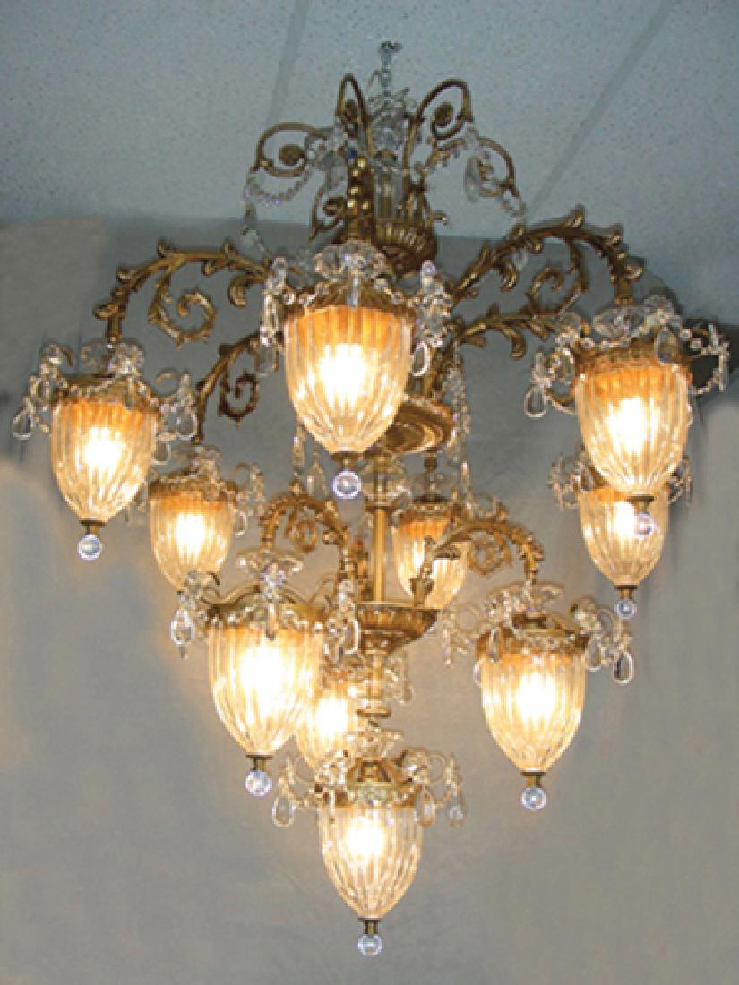 OUTSTANDING BACCARAT STYLE GILT AND CRYSTAL TEN LIGHT (1 of 1)
