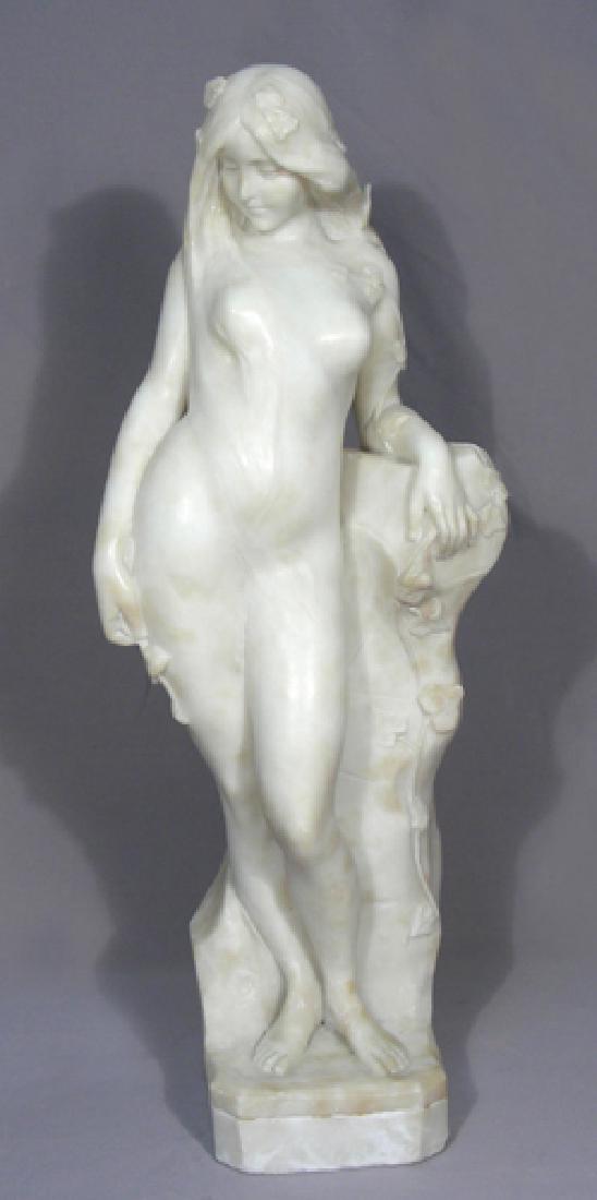 ANTIQUE FRENCH CARARRA MARBLE SCULPTURE OF WOMAN (1 of 1)