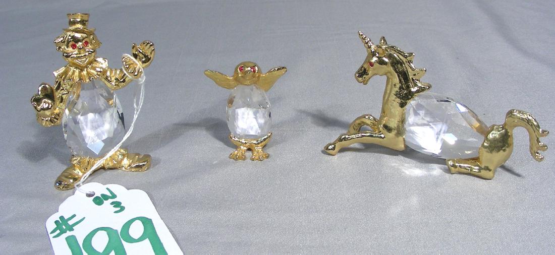 GROUP OF THREE GILT METAL AND CRYSTAL SCULPTURES (1 of 1)