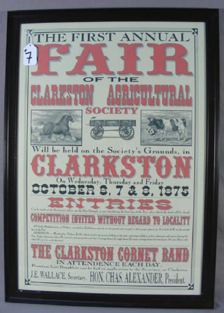 FIRST ANNUAL FAIR CLARKSTON AGRICULTURAL SOCIETY POSTER (1 of 1)
