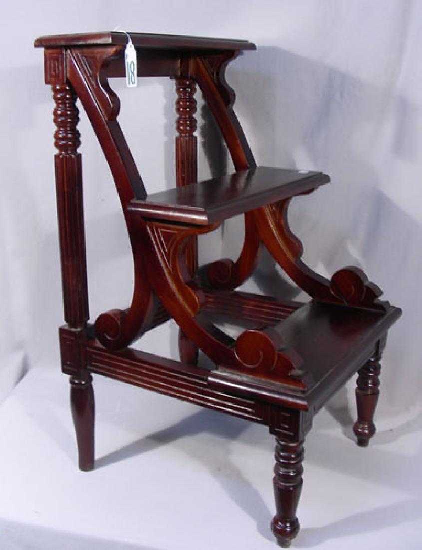 HAND CARVED MAHOGANY LIBRARY STEPS (1 of 1)