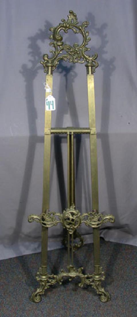 HEAVY VINTAGE ENGLISH BRASS FLOOR EASEL (1 of 1)