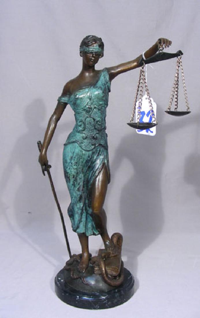FINE BRONZE SCULPTURE "SCALES OF JUSTICE" (1 of 1)