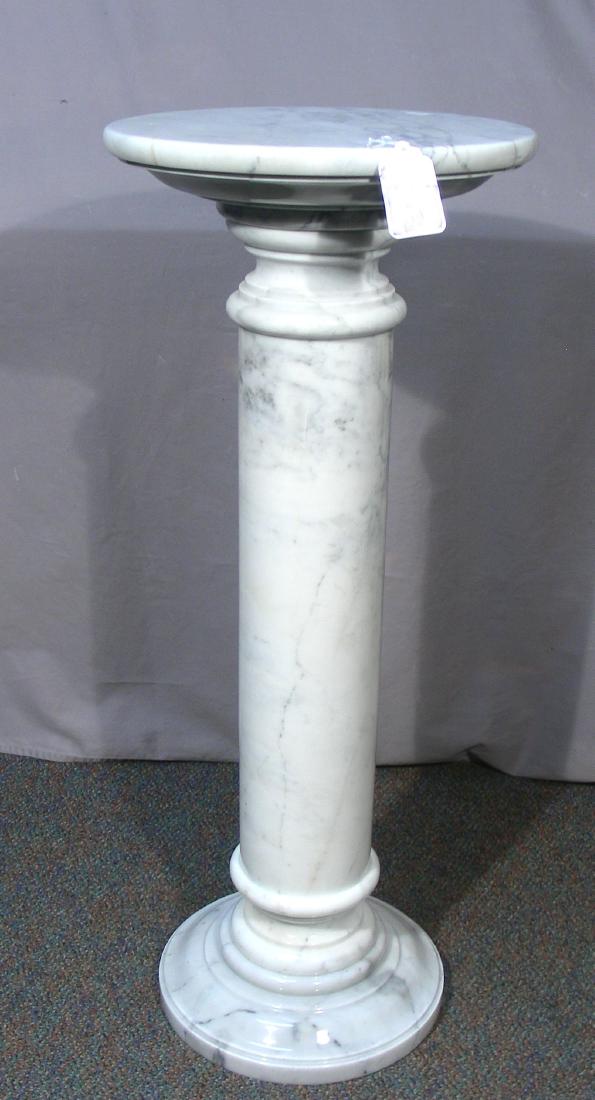 HEAVY WHITE MARBLE COLUMN STYLE PEDESTAL (1 of 1)