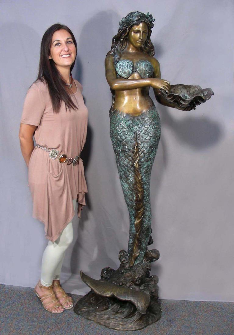 LIFESIZE BRONZE SCULPTURE/FOUNTAIN "MERMAID WITH SHELL" (1 of 1)