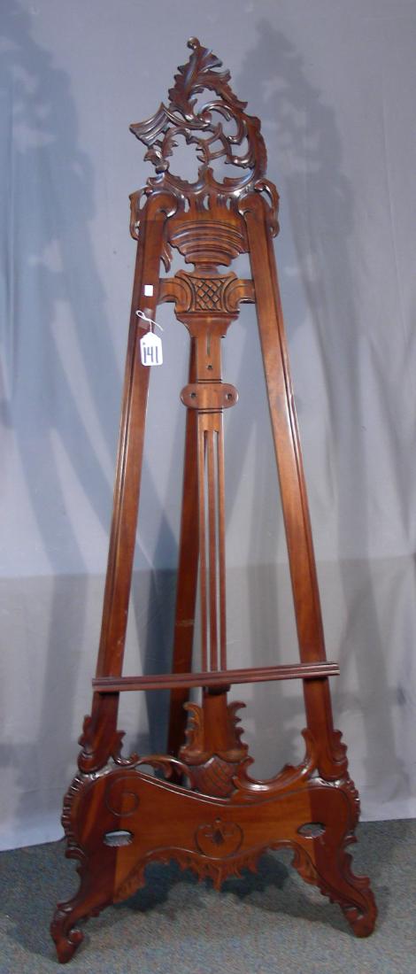 LARGE HAND CARVED MAHOGANY EASEL (1 of 1)